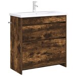 vidaXL Meuble sous lavabo de salle de bain Chêne fumé