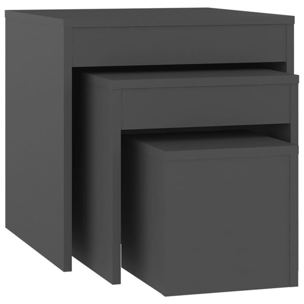 vidaXL Tables gigognes 3 Pièces Gris Bois d'ingénierie