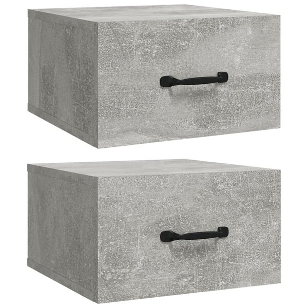 vidaXL Tables de chevet murales 2 Pièces Gris béton 35x35x20 cm