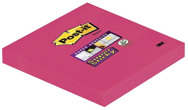 Bloc-notes repositionnable 90 feuilles Super Sticky 76 x 76 mm Rouge Coquelicot POST-IT