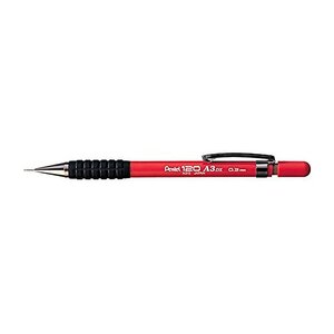 Lot de 12 porte-mines a310 0.3mm corps plastique canon 4mm ergonomique 2 mines hi-graph rouge pentel