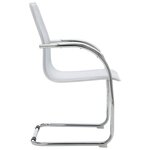 Chaise fauteuil siège de bureau informatique étude cantilever similicuir blanc 02_0023989