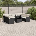 vidaXL Salon de jardin 10 Pièces avec coussins noir résine tressée
