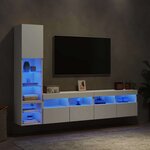 vidaXL Unités murales TV avec LED 4 Pièces blanc bois d'ingénierie
