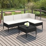 vidaXL Salon de jardin 5 Pièces avec coussins résine tressée noir