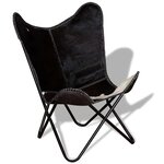 vidaXL Chaise papillon noir et blanc cuir de vache