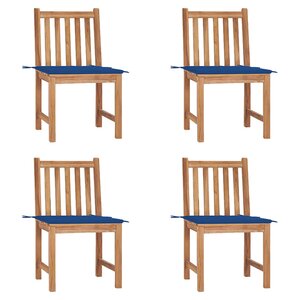 vidaXL Chaises de jardin lot de 4 avec coussins Bois de teck massif