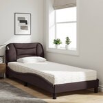 vidaXL Lit avec matelas Hvar marron foncé 90x190 cm tissu
