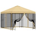 vidaXL Abri de jardin avec parois 3 x 3 m Crème Polyester et Acier