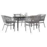 vidaXL Ensemble à manger jardin coussins 5 Pièces gris poly rotin verre