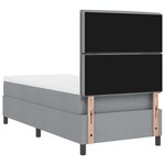 vidaXL Lit à ressorts avec matelas et lumière LED gris clair 90 x 190 cm  tissu