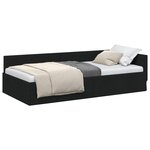 vidaXL Cadre de lit d'angle Noir 80 x 200 cm tissu
