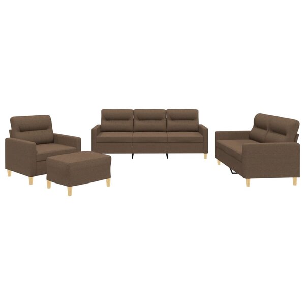 vidaXL Ensemble de canapés 4 Pièces avec coussins Marron Tissu