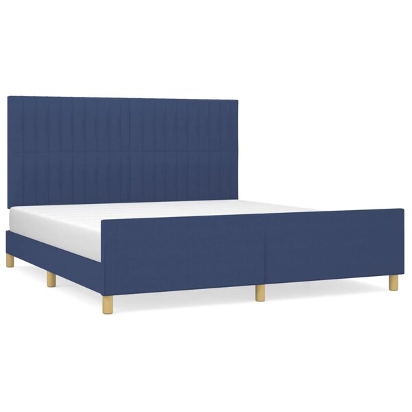 vidaXL Cadre de lit avec tête de lit Bleu 180 x 200 cm Tissu