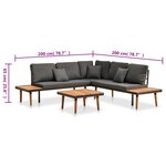 vidaXL Salon de jardin 4 Pièces avec coussins Bois d'acacia solide