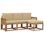 vidaXL Ensemble de canapés d'extérieur 4 Pièces Naturel et Beige