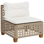 vidaXL Salon de jardin avec coussins 9 Pièces beige résine tressée