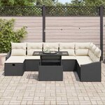vidaXL Ensemble de canapé de jardin 9 Pièces Noir polyrotin