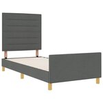 vidaXL Cadre de lit avec tête de lit Gris foncé 90 x 200 cm tissu