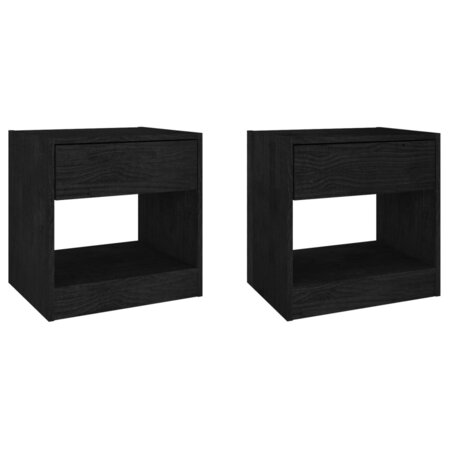 vidaXL Tables de chevet 2 Pièces Noir 40x31x40 cm Bois de pin massif