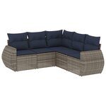 vidaXL Salon de jardin 5 Pièces avec coussins gris résine tressée