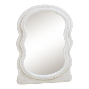 Miroir décoration moderne design mural cadre en tissu peluche 80 x 60 cm blanc 03_0010175
