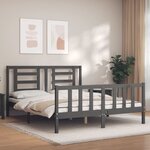 vidaXL Cadre de lit sans matelas gris bois de pin massif