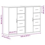 vidaXL Buffets 2 Pièces Bois Ancien 60x31x84 cm Panneau de Bois
