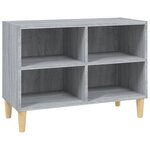 vidaXL Meuble TV avec pieds en bois massif Sonoma gris 69 5x30x50 cm