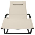 vidaXL Chaises longues à bascule lot de 2 crème acier et textilène