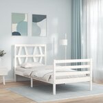 vidaXL Cadre de lit sans matelas blanc 90x200 cm bois massif