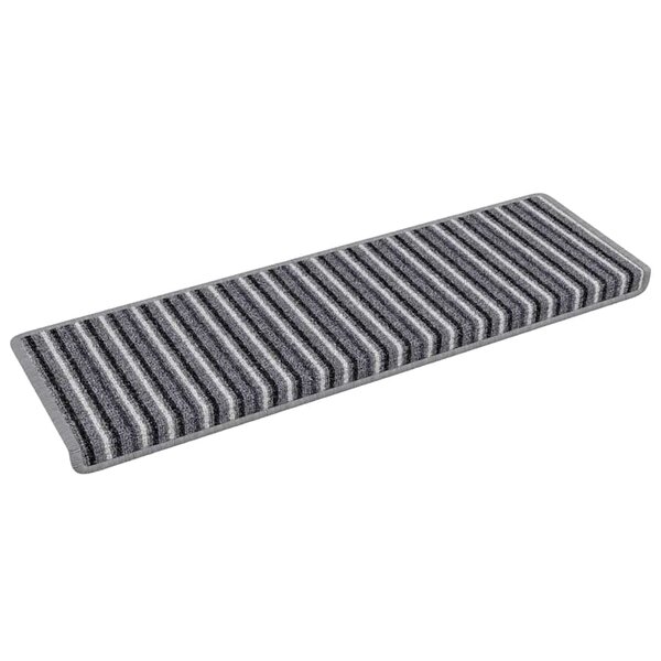 vidaXL Tapis d'escalier auto-adhésifs Rayé 15 Pièces Gris 65 x 21 x 4 cm