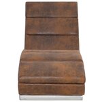 vidaXL Chaise longue Marron Similicuir daim