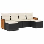 vidaXL Salon de jardin 6 Pièces avec coussins noir résine tressée