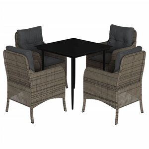 vidaXL Ensemble à manger de jardin 5 Pièces coussins gris résine tressée