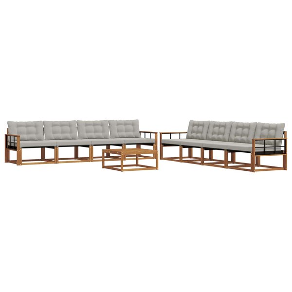 vidaXL Ensemble de canapés d'extérieur 9 Pièces Gris Naturel et Clair