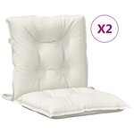 vidaXL Coussins de chaise à dossier bas lot de 2 crème mélangé tissu