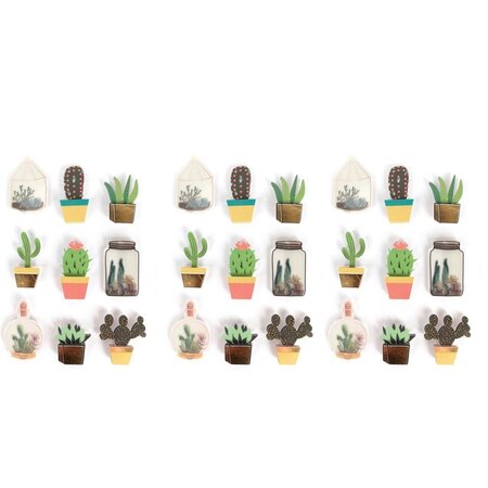 27 stickers 3D cactus et botanique 4 cm