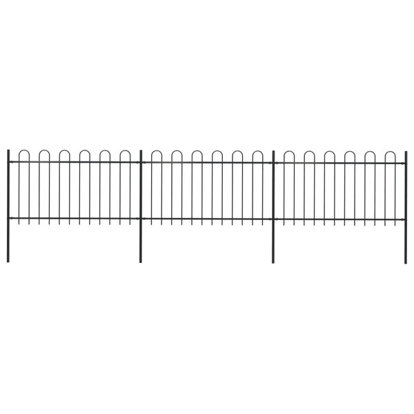 vidaXL Clôture de jardin avec dessus en cerceau Acier 5 1 x 1 m Noir