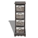 vidaXL Étagère de rangement Bois Marron 4 paniers en tissage