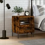vidaXL Table de chevet chêne fumé 40x35x47 5 cm bois d’ingénierie