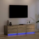 vidaXL Armoire TV avec LEDs avec tiroir Chêne artisan 140 x 34 x 40 cm