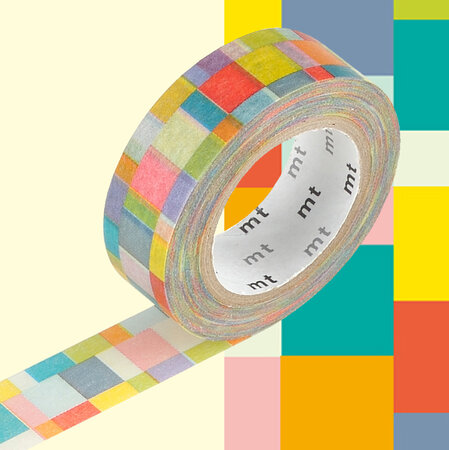 Masking tape mt 1 5 cm mosaic couleurs vives