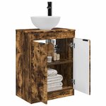 vidaXL Meuble de salle de bain avec évier Chêne fumé 54 x 35 x 83 cm