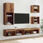 vidaXL Unités murales TV avec LED 5 Pièces Bois Ancien Bois d'ingénierie