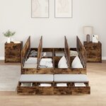 vidaXL Cadre de lit de rangement Chêne fumé 120x190 cm