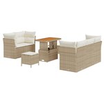 vidaXL Set de canapés de jardin 8 pièces avec des coussins en poly rattan beige et en acacia.