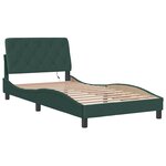 vidaXL Cadre de lit avec LED sans matelas vert foncé 100x200cm velours