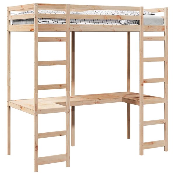 vidaXL Cadre de lit mezzanine Naturel 80 x 200 cm Pin massif