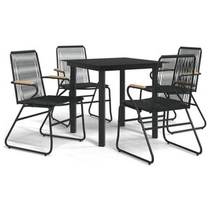 vidaXL Ensemble à manger de jardin 5 Pièces Noir Rotin PVC